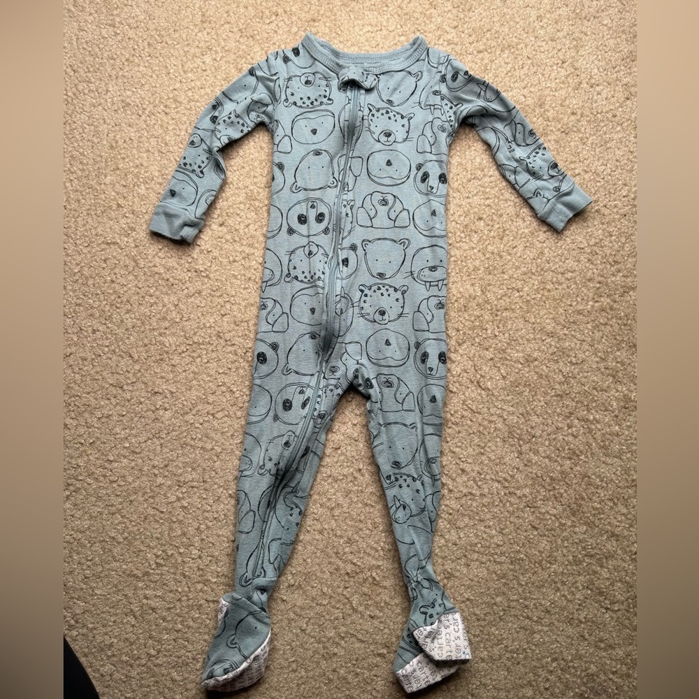 Carter's Blue Animal Print Baby Boy Footsie Pajamas 18M